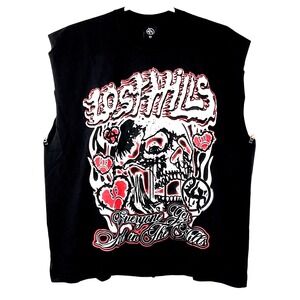 Lost Hills X Sad Boyz T-Shirt Mens Medium Black  Hearts Double Sided Graphic
